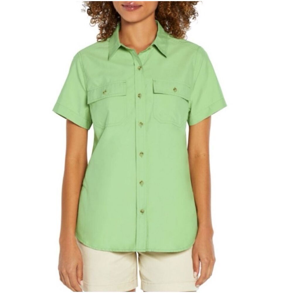 NEW Eddie Bauer Adventure Shirt Women's XXL Short Sleeve Quiet Green NWT Cool 2X